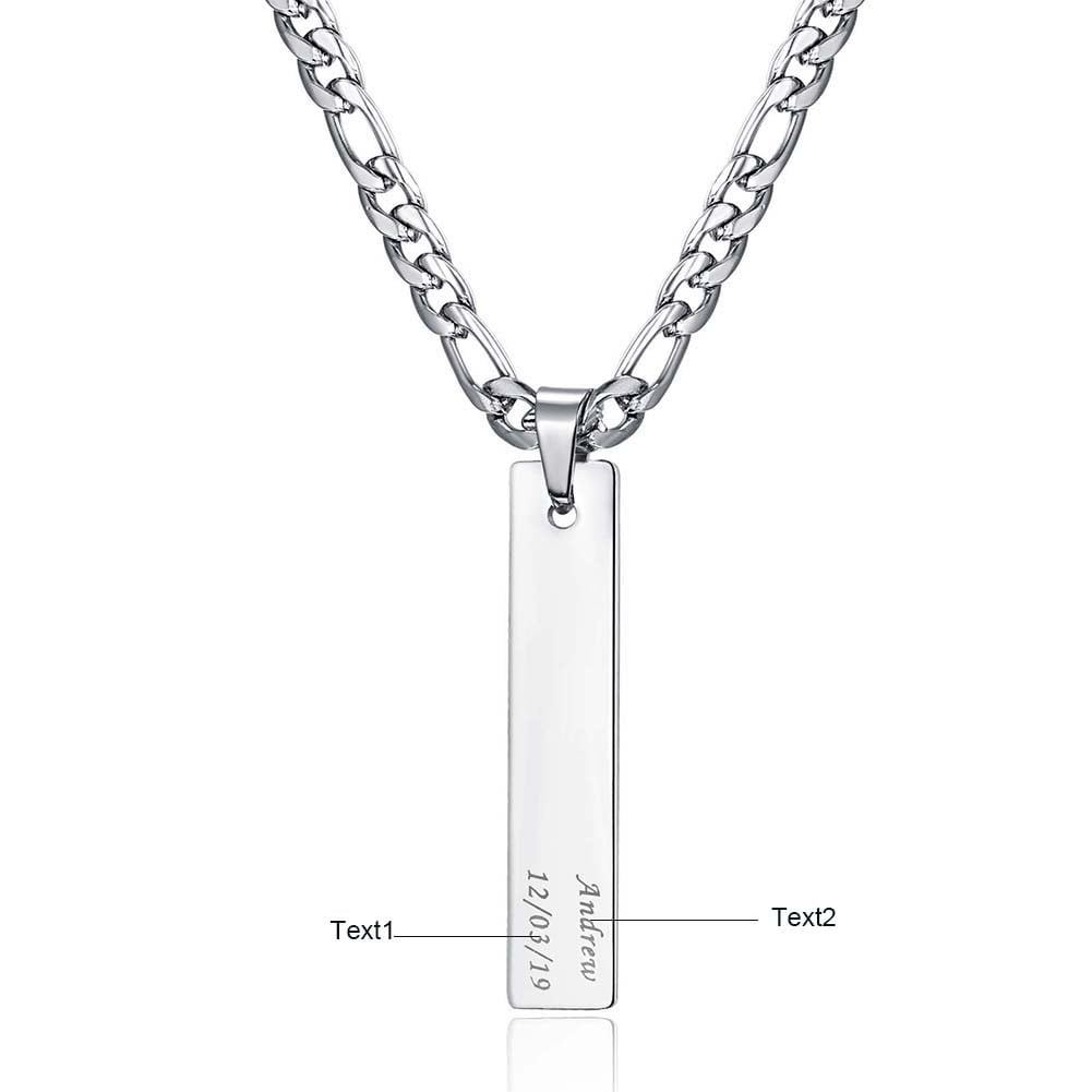 Engraved Sterling Silver Name Bar Necklace | Personalized Jewelry