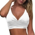 thumbnail image 3 of Hessimy Women Underwire Full Coverage Bikini Top Only Criss Cross Push Up Swim Crop Top Tie Back Bathing Suit(White,XL), 3 of 7