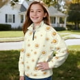 thumbnail image 3 of Uorisanigo Cute Daisy Girls Sweatshirts Long Sleeve Pullover Crop Tops Lightweight Quarter Zipper Cropped Sweatshirt Oversized Fall Winter Clothes Half Zip Up Hoodies No Hood, 3 of 7