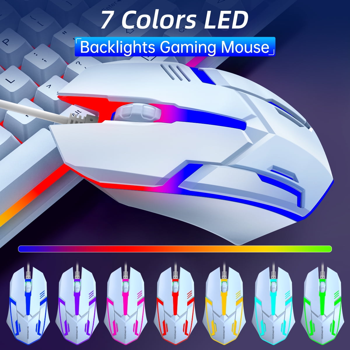 Wired Keyboard & Mouse Combo, Retro Punk RGB Backlit Gaming Keyboard and Mouse W/Multimedia and Shortcut Keys, PC Gaming Keyboard, Office Keyboard for Working or Primer Gaming, Office Device, Blue