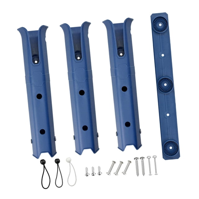 Soporte para caña de pescar de 3 tubos con tornillos de montaje para barco de remolque azul