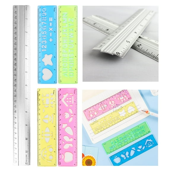 4 Reglas Escolares Con Platillas Y Una Regla De Aluminio De 30cm