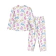 thumbnail image 2 of Wukai Easter Colorful Rabbit Print Women's Pajama Set - Soft Long Sleeve Sleepwear for Comfort and Style-Large, 2 of 9