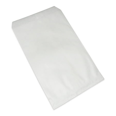200 Qty 4 x 6 Decorative Flat Paper Gift Bags - Plain White Kraft Bags - for Sales/Treats/Parties Cookies/Gifts - N icePackaging