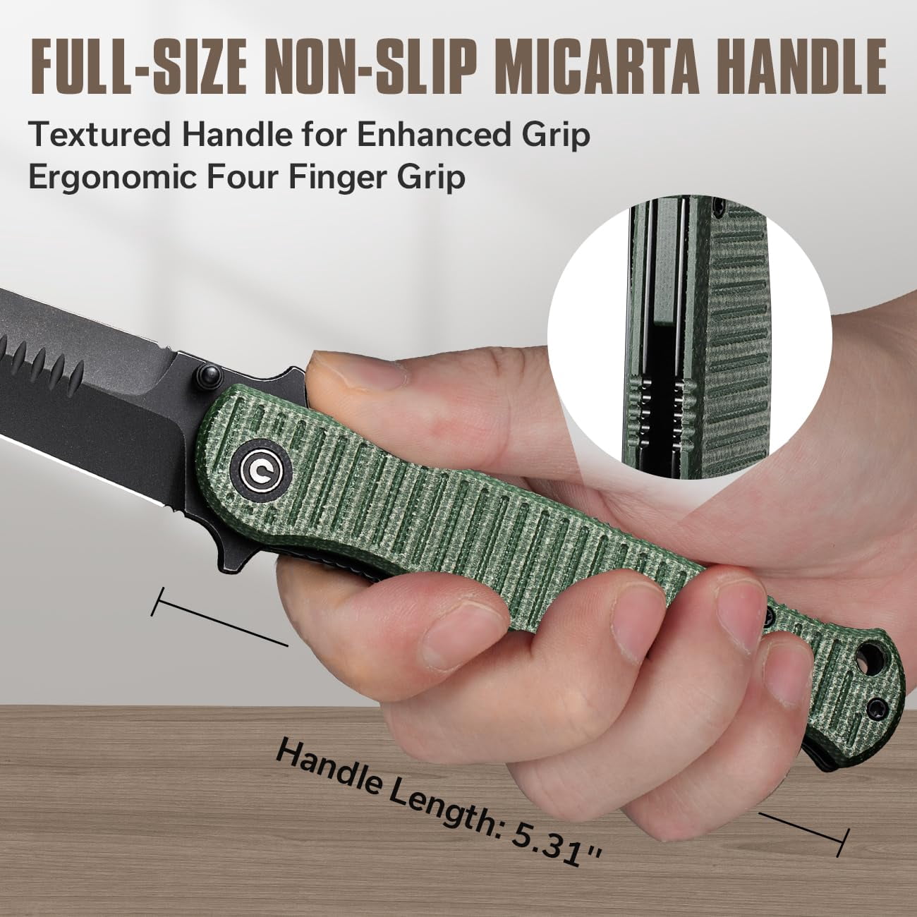 CIVIVI RS71 Pocket Knife for Men, Folding Knife with 4" Nitro-V Long Blade Micarta Full-size Handle C23025-3