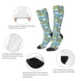 thumbnail image 3 of Naloa Dino Christmas Adventure Snowy Blue Knee Socks, High Socks Long Stretchy Sock Women Knee High Stocking, Long Socks for Women, 3 of 6