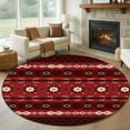 thumbnail image 2 of Red Black Boho Round Area Rugs Collection 8', Vintage Ethnic Tribe Abstract Art Retro Non Slip Indoor Circular Throw Runner Rug Floor Mat Carpet for Living Room Dining Table Bedroom Nursery, 2 of 9