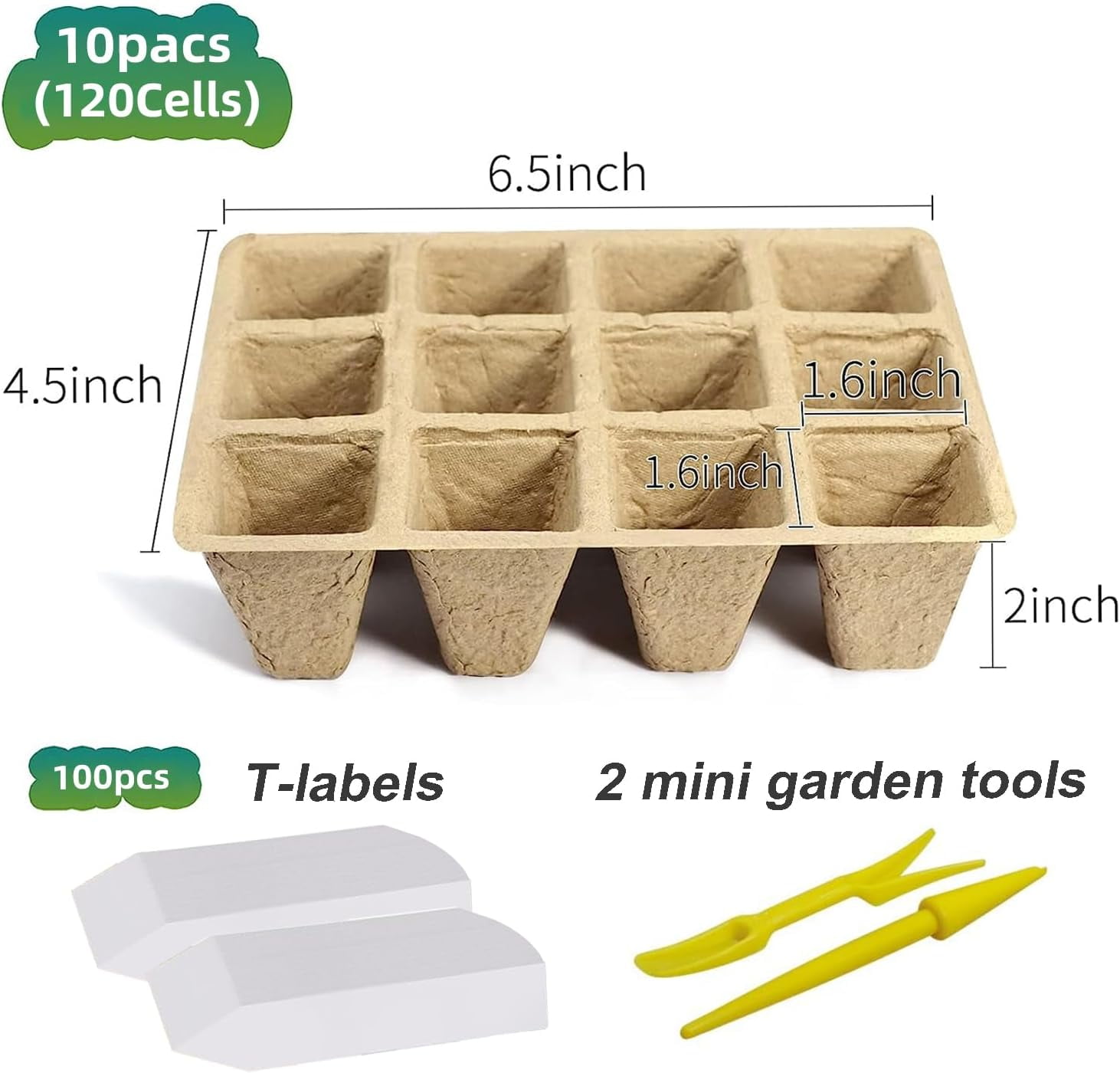Seed Starter Tray, Pack Biodegradable Peat Pots with Labels, Plant Starter Kit for Seedlings