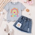 thumbnail image 2 of larppty Toddler Baby Girl Birthday Outfit Birthday Girl Shirt and Elastic Skirt Set Cute Summer Clothes Smash Cake Outfits（Q， 6-7 Years）, 2 of 4