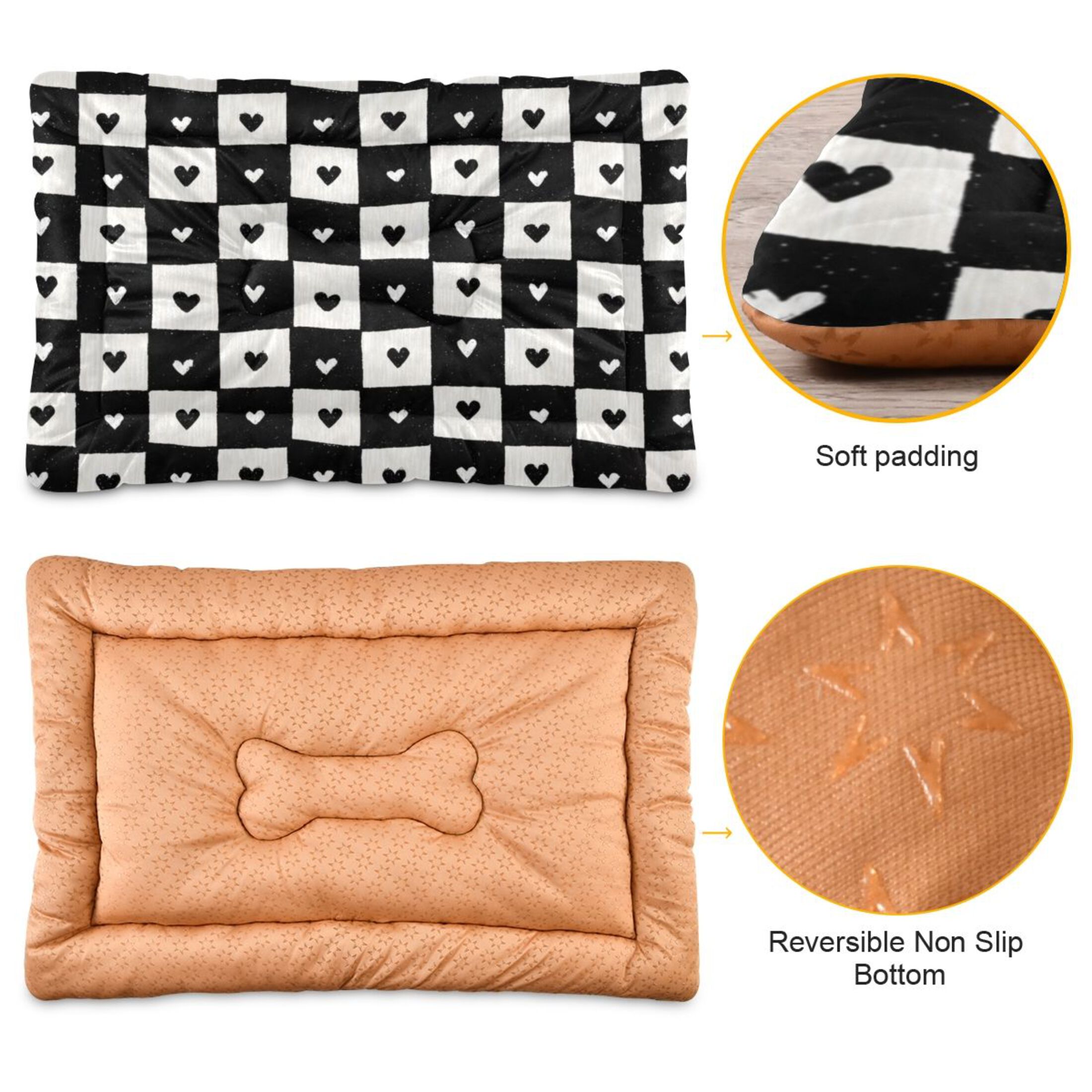 Cozy Mat Pet Bed Indoor Outdoor Warm Soft For Cat Dog Puppy(S/M) Checkered Small Hearts