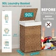 thumbnail image 6 of 23.8 Gal (90L) Laundry Hamper Laundry Basket with Lid and Handles Wicker hamper Foldable Removable Liner Bag Natural, 6 of 8