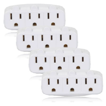 - Maxxima 3 Grounded Multi Outlet Adaptor Wall Plug (Pack of 4)