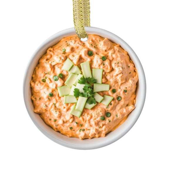 Buffalo Chicken Dip Bowl Food Lovers Foodie Novelty Holiday Christmas Ornament Xmas Tree Gift (Flat Design Printed on Ceramic, Not 3D)