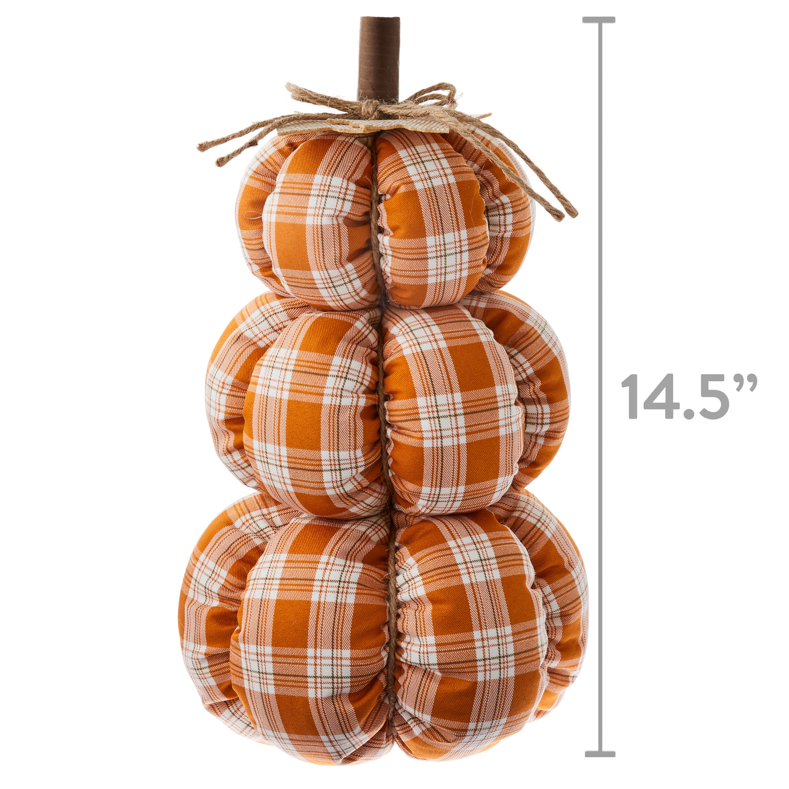 Checkered Fall Harvest Pumpkin Doormat 18 x 30 Orange