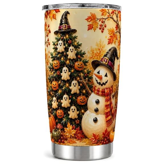 Witch Snowman Tumbler 20oz, Autumn Tumbler, Stainless Steel Travel Cup