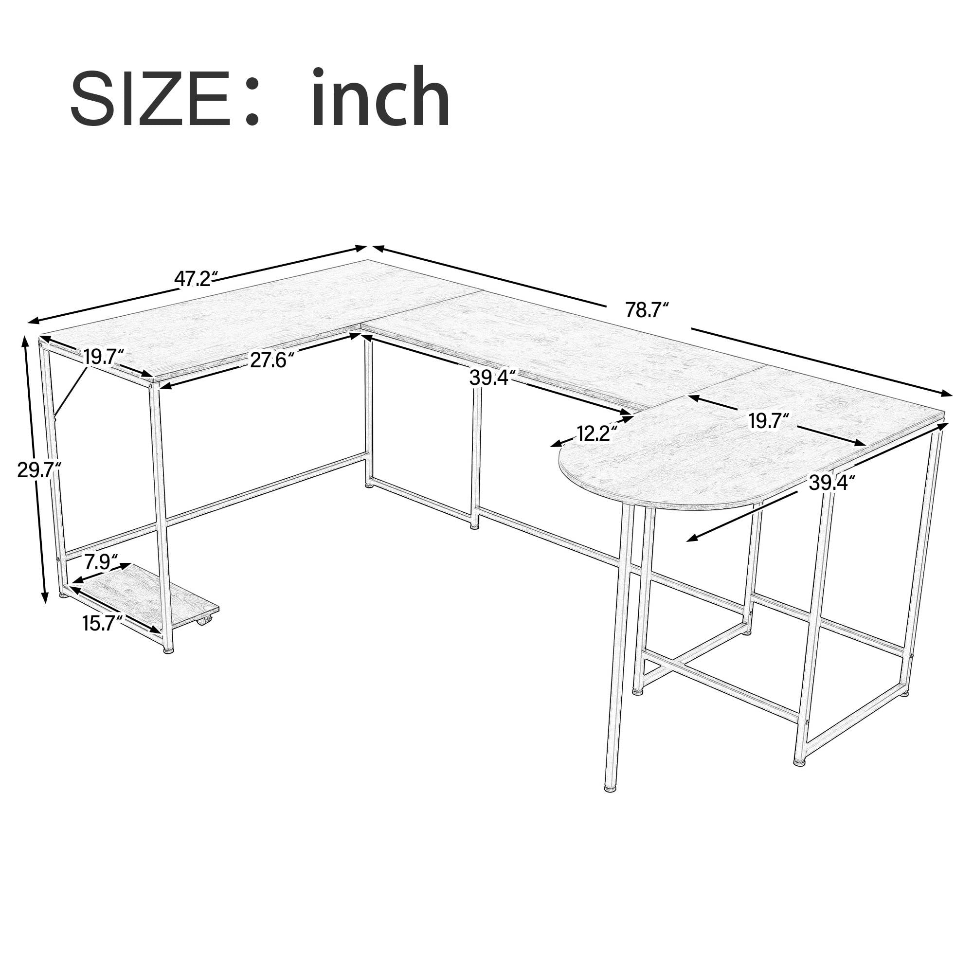 Ushaped Computer Desk Industrial Corner Writing Desk with CPU Stand Gaming Table