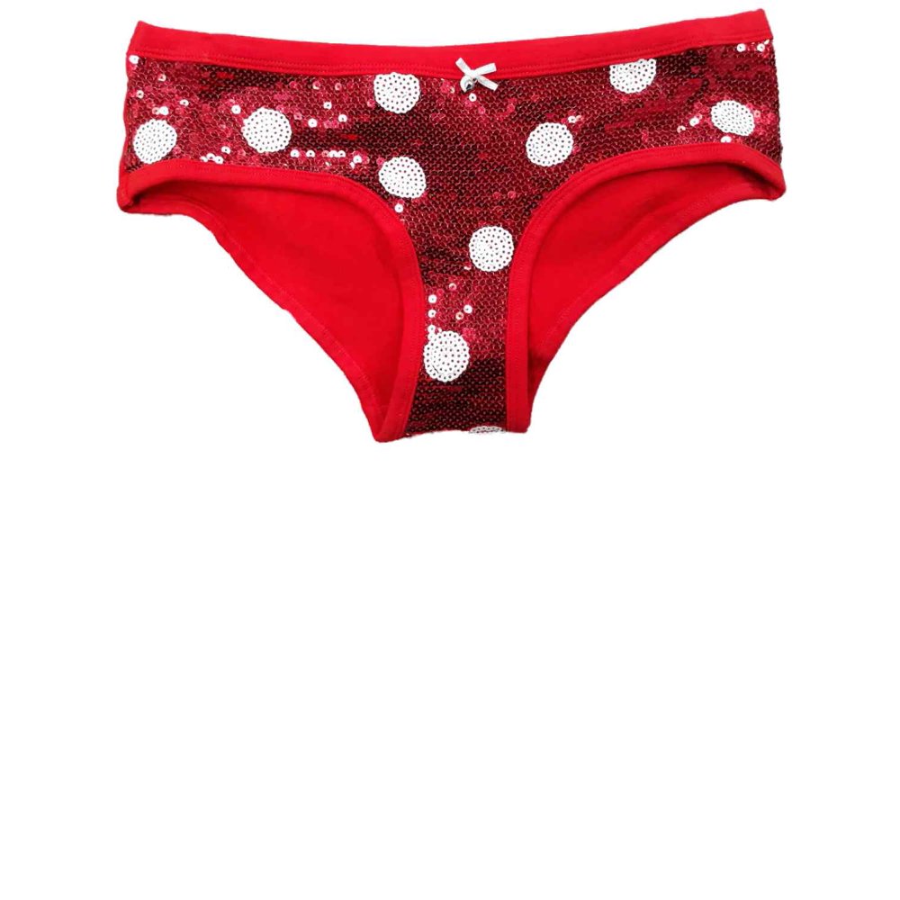 Holiday Womens Red Metallic Sequin Polka Dot Breif Underwear