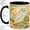 Black, variant on White Owl Floral Sunburst Coffee Mug, Snowy Owl Mug, Morning Tea Cup for Home, Pale Bird on Branch with Yellow Flowers and Green Leaves, Woodland Raptor Art, Wildlife Birdwatcher