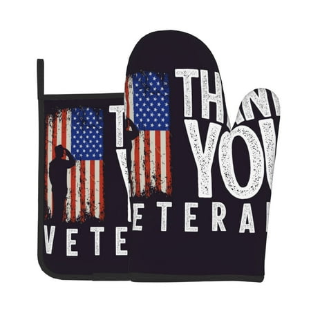 

Vsdgher Veterans Day2 Oven Mitts and Pot Holders 2 pcs Set High Heat Resistant Kitchen Oven Glove for Baking and Cooking