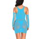 thumbnail image 3 of Vestido ajustado de encaje delgado encantador de malla para mujer, ropa de dormir ajustada con guantes, azul lago tholdsy XX000051-06, 3 of 7