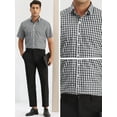 thumbnail image 4 of Unique Bargains Men's Checked Shirts Short Sleeves Button Formal Plaid Dress Shirt S Black, 4 of 6