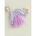 thumbnail image 3 of hirigin Baby Girls Autumn A-line Dress Long Sleeve Floral/Butterfly Print Tulle Patchwork Dress, 3 of 8