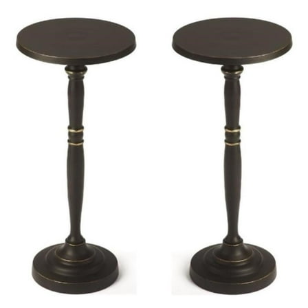 Home Square Solid Aluminum Metal End Table in Black - Set of 2