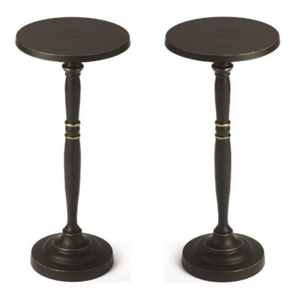 Home Square Solid Aluminum Metal End Table in Black - Set of 2