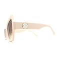 thumbnail image 5 of Womens Asymmetrical Raised Eyebrow Fun Diva Plastic Rectangle Sunglasses Ivory Brown, 5 of 5