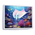 thumbnail image 2 of Designart "Manta Ray Ballet In Seascapes" Coastal Coral Under Water Floater Framed Wall Art Prints, 2 of 5
