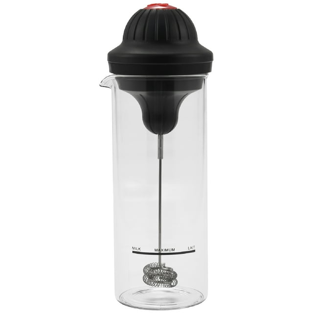 Milk Frother Electric Foamer Coffee Foam Maker Milk Shake Mixer Battery Milk Frother Jug Cup,1*Milk frother,black & transparent
