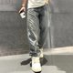 thumbnail image 2 of Pantalones de mezclilla con patrón de jacquard, pantalones holgados de ajuste recto para hombre, pantalones vaqueros anchos desgastados para hombres, 2 of 7