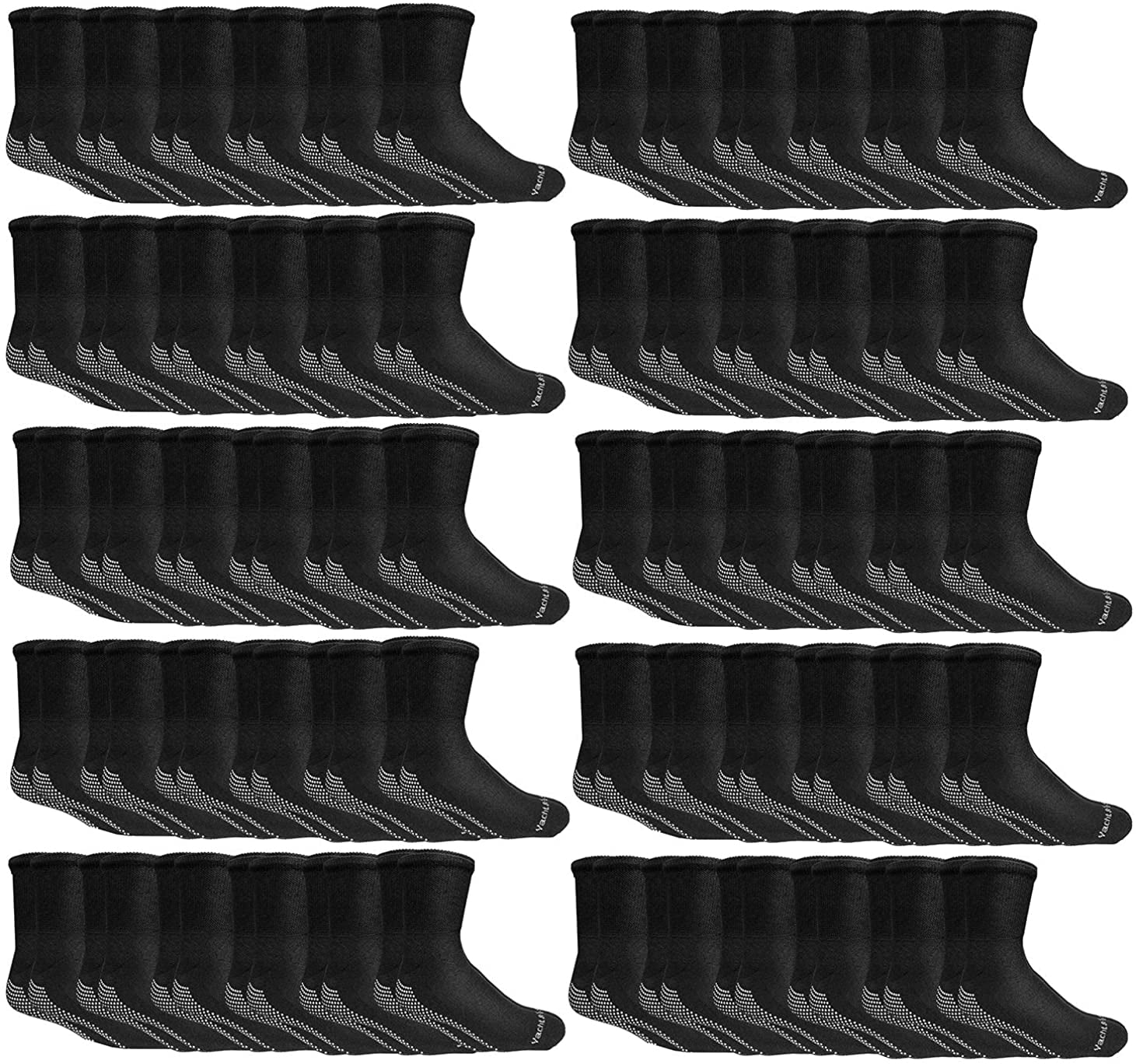 Yacht & Smith Loose Fit Gripper Bottom Diabetic NonSkid Slipper Black Socks, Grippy Hospital