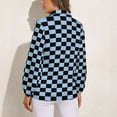 thumbnail image 2 of Black Aqua Yellow Checkerboard Pattern Long Sleeve Blouse Woman Streetwear Casual Shirts Summer Oversize Woman Streetwear Clothing Birthday Present, 2 of 7