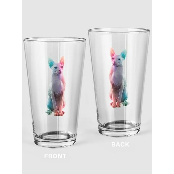 A Sitting Sphynx Cat Pint Glass -SPIdeals Designs, 16 oz Transparent Glass