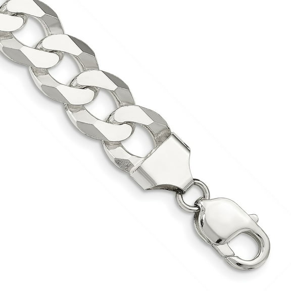 Primal Silver Sterling Silver 13mm Beveled Curb Chain Bracelet