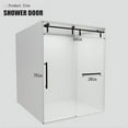 thumbnail image 4 of ALAULM Shower Door 56-60" W × 75" H Frameless Glass Shower Door, 5/16" (8mm) Clear Tempered Glass, Slidable Shower Door with Stainless Steel Handle, Black, 4 of 7