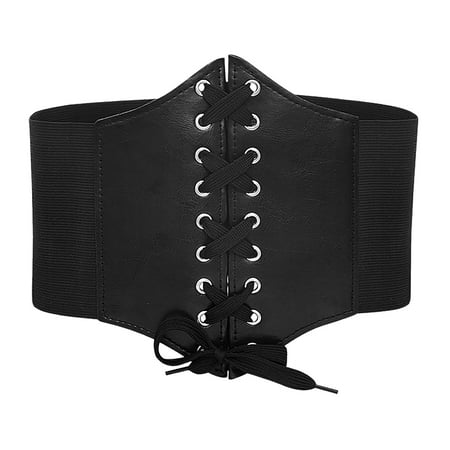 

Women Minimalism A wide Girdle For A Lady In A Fashionable Extra Wide Court Fashion simple palace girdle decoration wide belt black L