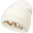 thumbnail image 2 of 1Pcs Womens Satin Lined Beanie Hat Silk Lined Winter Warm Knit Hats Beanies for Women & Men Soft Slouchy Beanie Skull Cap, 2 of 3