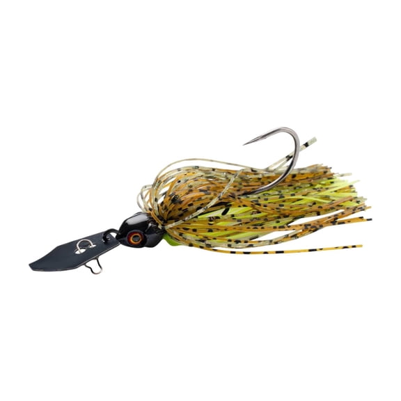amagogo Bladed Jig Fishing Accessories Anti Snag High Flash Vibrating with Hook Chatter Black Yellow 9g