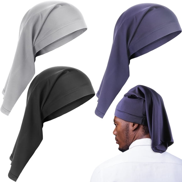 Gorra Dread Loc Foaincore con forro satinado, 3 piezas (gris/azul/negro)