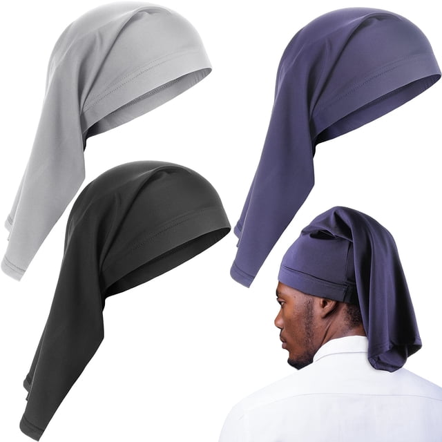 Gorra Dread Loc Foaincore con forro satinado, 3 piezas (gris/azul/negro)