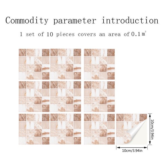 JJKBVCLO 10pc Peel And Stick Ceramic Tile Paste 3D Lattice Crystal Ceramic Tile Paste DIY Waterproof Self Adhesive Wall Sticker