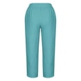 thumbnail image 5 of Diufon Womens Plus Size Pants Solid Color Wide Leg Pants Casual Linen Capris Pants with Pockets, 5 of 5