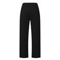 thumbnail image 6 of Huesdet Cotton Linen Pants Women Summer Drawstring High Waisted Palazzo Pants Casual Loose Wide Leg Yoga Pants with Pockets(Black,XL), 6 of 7