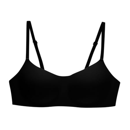 Bra Wireless Women Padded Bra Feature V-Neck Demi & Balconette Bra Style W-1595 Black XL