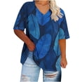 thumbnail image 2 of Qzwdhjm Womens Plus Size Tops V Neck Short Sleeve Tunics Comfy Casual Shirt Soft Summer Tshirts Travel Outdoor Blouses, 2 of 4