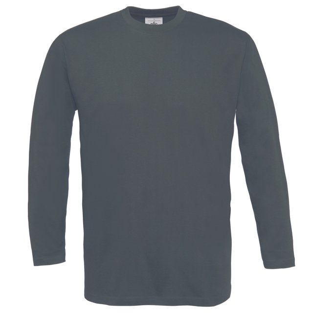 B&C - Camiseta básica de manga larga con cuello redondo Modelo Mick Classic - Verano/Playa/Fiesta (Gris oscuro)
