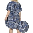 thumbnail image 2 of HAPPY BAY Women's Summer Loungewear Relaxed Fit Caftan Mini Casual Sundress 2X-3X Indigo, Hawaiian, 2 of 5