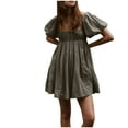 thumbnail image 5 of TMOYZQ Women's 2025 Summer Short Puff Sleeve Casual Short Mini Dresses Tie Back Square Neck A-Line Sundress, 5 of 9
